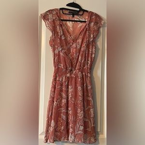 WHBM - White House Black Market - Peachy Pink Shimmer Flutter Sleeve Mini Dress
